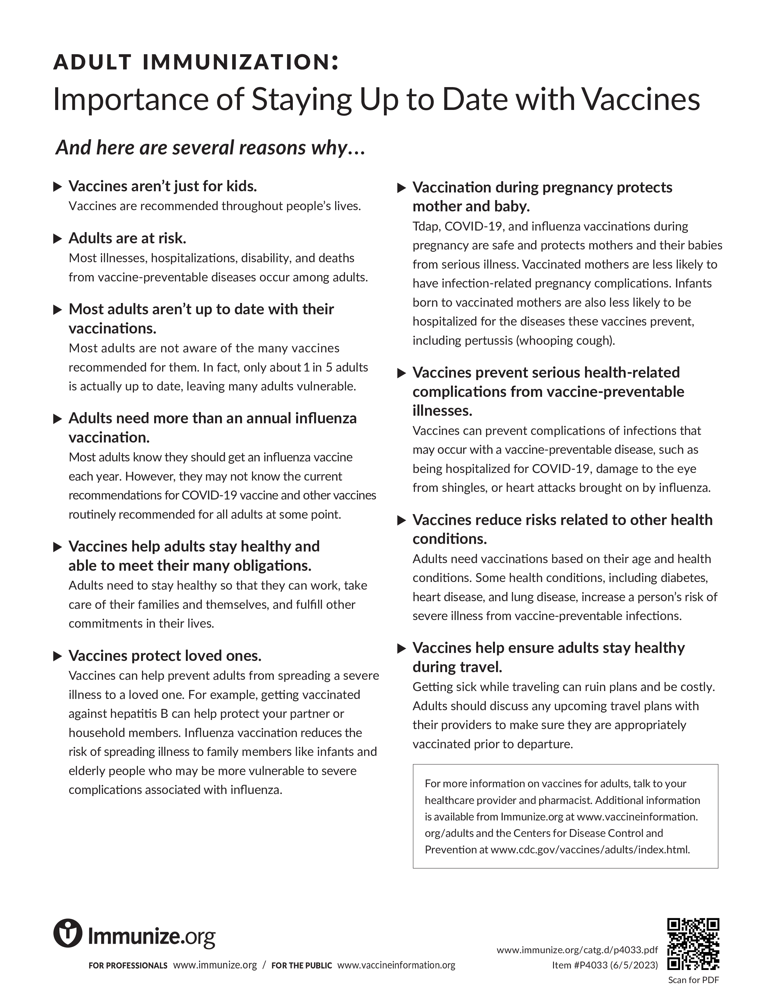 Factsheet shows a full page of bulleted text with main points bolded and regular text offering detail underneath.