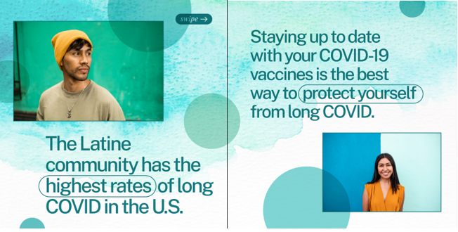 Image with two panels, first of a Latino man looking to the side and a Latina woman smiling