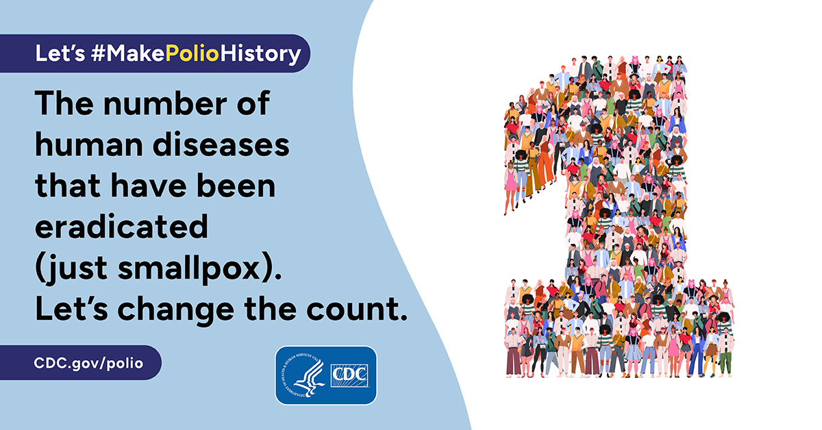 Cartoon illustration shows a diverse group of people collaged together to make the number "1"