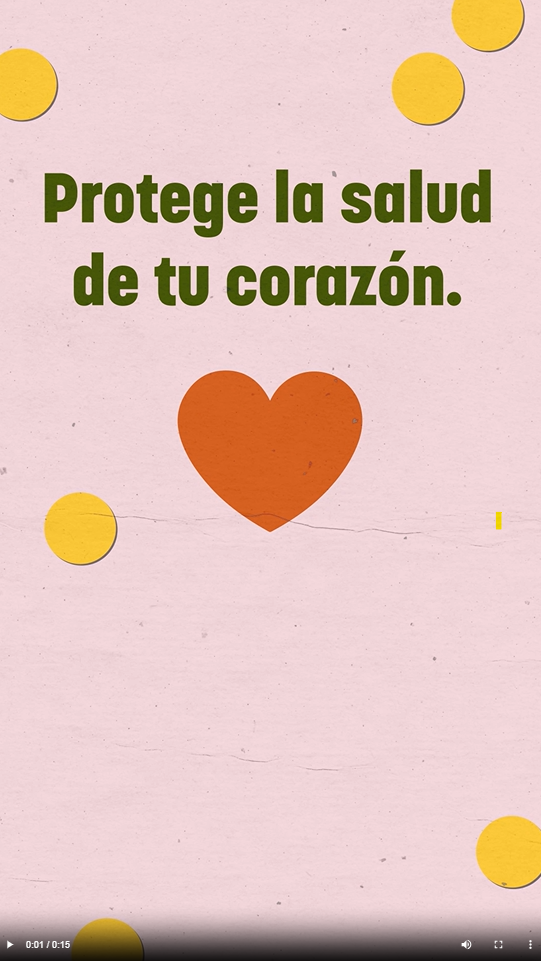 Video still with red heart and text and pink background with polka dots.