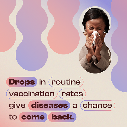 Graphic shows image of a Black woman blowing her noise along with text.